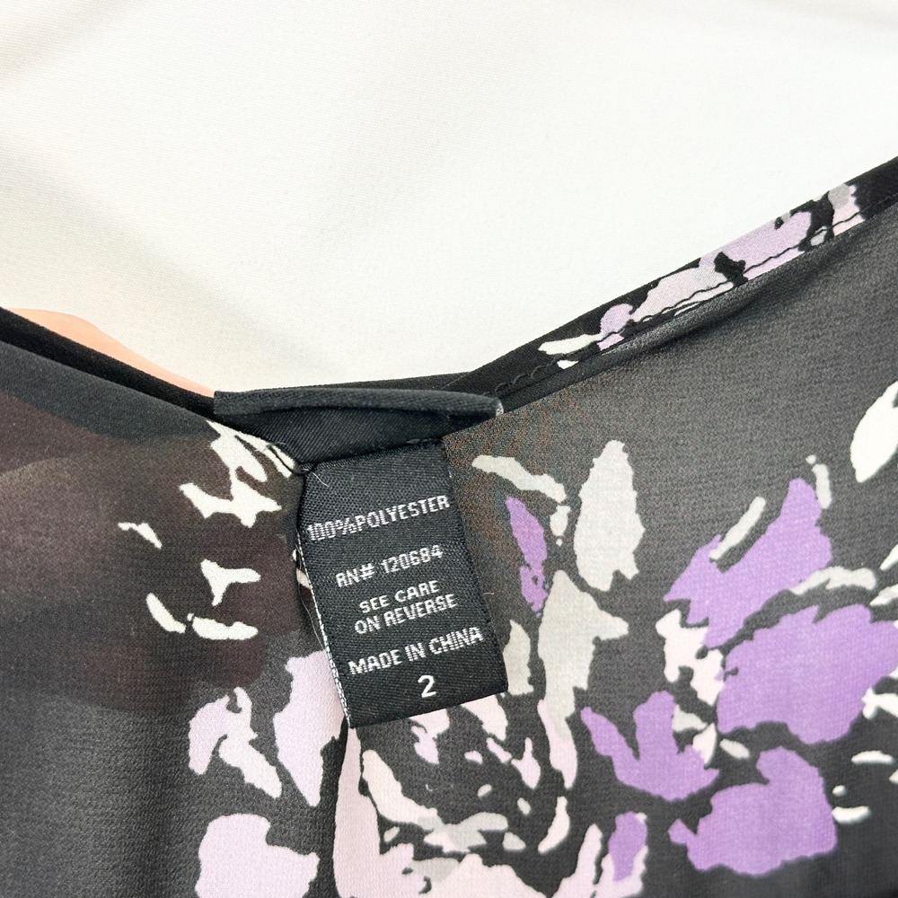 Torrid Plus Size 2X Tank Top Black Purple Floral Chiffon Tulip Back 1695 - Picture 8 of 10